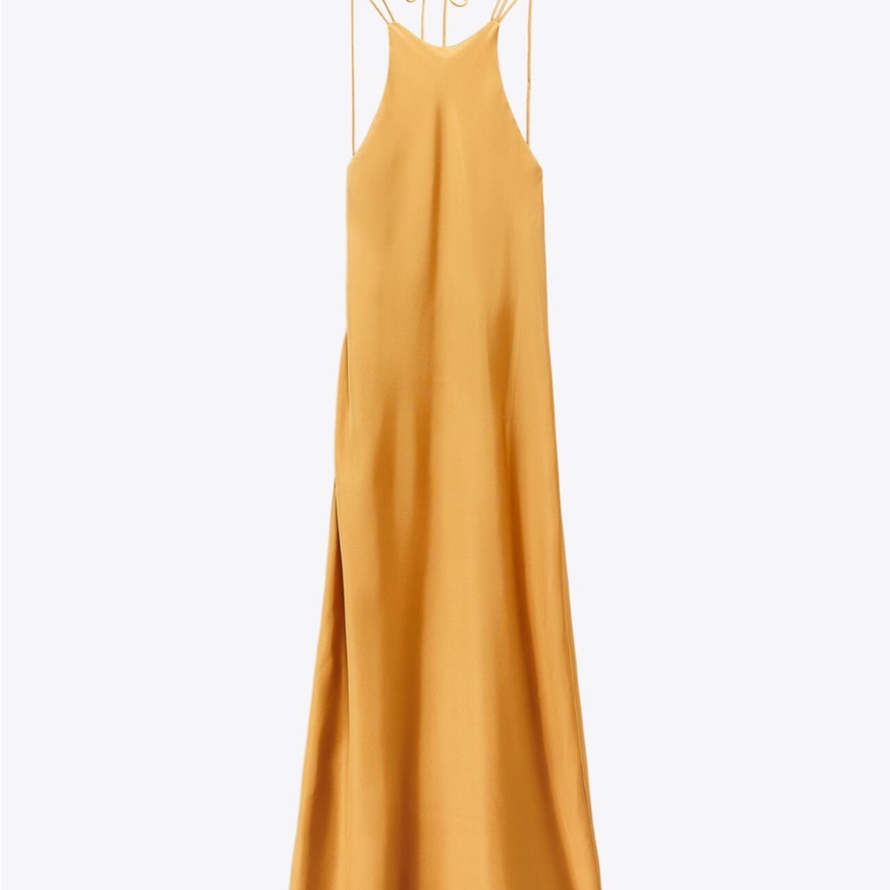 Zara Long satin effect dress in Bronze color